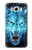 W0752 Blue Fire Grim Wolf Hard Case and Leather Flip Case For Samsung Galaxy J7 (2016)