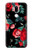 W3112 Rose Floral Pattern Black Hard Case and Leather Flip Case For LG G7 ThinQ