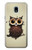 W0360 Coffee Owl Hard Case and Leather Flip Case For Samsung Galaxy J3 (2018), J3 Star, J3 V 3rd Gen, J3 Orbit, J3 Achieve, Express Prime 3, Amp Prime 3