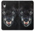 W2823 Black Wolf Blue Eyes Face Hard Case and Leather Flip Case For iPhone XR