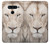 W2399 White Lion Face Hard Case and Leather Flip Case For LG V40, LG V40 ThinQ