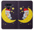 W2849 Cute Sleepy Owl Moon Night Hard Case and Leather Flip Case For LG V40, LG V40 ThinQ