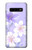 W2361 Purple White Flowers Hard Case and Leather Flip Case For Samsung Galaxy S10 Plus