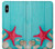 W3428 Aqua Wood Starfish Shell Hard Case and Leather Flip Case For iPhone X, iPhone XS