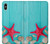 W3428 Aqua Wood Starfish Shell Hard Case and Leather Flip Case For iPhone XS Max