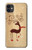 W3081 Wooden Raindeer Graphic Printed Hard Case and Leather Flip Case For iPhone 11