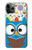 W2521 Cute Nerd Owl Cartoon Hard Case and Leather Flip Case For iPhone 11 Pro