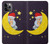 W2849 Cute Sleepy Owl Moon Night Hard Case and Leather Flip Case For iPhone 11 Pro Max