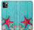 W3428 Aqua Wood Starfish Shell Hard Case and Leather Flip Case For iPhone 11 Pro Max