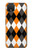 W3421 Black Orange White Argyle Plaid Hard Case and Leather Flip Case For Google Pixel 4