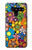 W3281 Colorful Hippie Flowers Pattern Hard Case and Leather Flip Case For LG V50, LG V50 ThinQ 5G