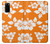 W2245 Hawaiian Hibiscus Orange Pattern Hard Case and Leather Flip Case For Samsung Galaxy S20