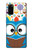 W2521 Cute Nerd Owl Cartoon Hard Case and Leather Flip Case For Samsung Galaxy S20