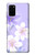 W2361 Purple White Flowers Hard Case and Leather Flip Case For Samsung Galaxy S20 Plus, Galaxy S20+