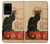 W2739 Chat Noir Black Cat Vintage Hard Case and Leather Flip Case For Samsung Galaxy S20 Plus, Galaxy S20+