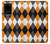 W3421 Black Orange White Argyle Plaid Hard Case and Leather Flip Case For Samsung Galaxy S20 Plus, Galaxy S20+
