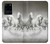 W0933 White Horses Hard Case and Leather Flip Case For Samsung Galaxy S20 Ultra