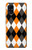 W3421 Black Orange White Argyle Plaid Hard Case and Leather Flip Case For Samsung Galaxy A41