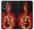 W0415 Fire Guitar Burn Hard Case and Leather Flip Case For Samsung Galaxy A51 5G [for A51 5G only. NOT for A51]