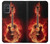 W0415 Fire Guitar Burn Hard Case and Leather Flip Case For Samsung Galaxy A71 5G [for A71 5G only. NOT for A71]