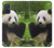 W1073 Panda Enjoy Eating Hard Case and Leather Flip Case For Samsung Galaxy A71 5G [for A71 5G only. NOT for A71]