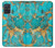 W2906 Aqua Turquoise Stone Hard Case and Leather Flip Case For Samsung Galaxy A71 5G [for A71 5G only. NOT for A71]