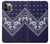 W3357 Navy Blue Bandana Pattern Hard Case and Leather Flip Case For iPhone 12, iPhone 12 Pro