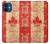 W1603 Canada Flag Old Vintage Hard Case and Leather Flip Case For iPhone 12 mini