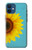 W3039 Vintage Sunflower Blue Hard Case and Leather Flip Case For iPhone 12 mini