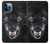 W2823 Black Wolf Blue Eyes Face Hard Case and Leather Flip Case For iPhone 12 Pro Max