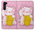 W3025 Pink Maneki Neko Lucky Cat Hard Case and Leather Flip Case For Motorola Edge