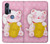 W3025 Pink Maneki Neko Lucky Cat Hard Case and Leather Flip Case For Motorola Edge+