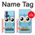 W3029 Cute Blue Owl Hard Case and Leather Flip Case For Motorola Edge+