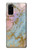 W3717 Rose Gold Blue Pastel Marble Graphic Printed Hard Case and Leather Flip Case For Samsung Galaxy S20