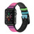 CA0284 Rainbow Pattern Silicone & Leather Smart Watch Band Strap For Apple Watch iWatch