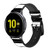 CA0180 Black and White Striped Silicone & Leather Smart Watch Band Strap For Samsung Galaxy Watch, Gear, Active