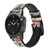 CA0265 Fashion Vintage Pattern Silicone & Leather Smart Watch Band Strap For Garmin Smartwatch