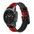 CA0511 Red Buffalo Check Pattern Silicone & Leather Smart Watch Band Strap For Garmin Smartwatch