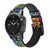 CA0649 Colorful Hippie Flowers Pattern Silicone & Leather Smart Watch Band Strap For Garmin Smartwatch