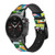 CA0694 Abstract Art Mosaic Tiles Graphic Silicone & Leather Smart Watch Band Strap For Garmin Smartwatch