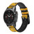 CA0814 Bullet Rusting Yellow Metal Silicone & Leather Smart Watch Band Strap For Garmin Smartwatch