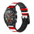 CA0285 Red and White Striped Silicone & Leather Smart Watch Band Strap For Wristwatch Smartwatch