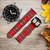 CA0290 Tartan Red Pattern Silicone & Leather Smart Watch Band Strap For Wristwatch Smartwatch