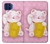 W3025 Pink Maneki Neko Lucky Cat Hard Case and Leather Flip Case For Motorola One 5G