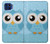 W3029 Cute Blue Owl Hard Case and Leather Flip Case For Motorola One 5G