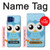 W3029 Cute Blue Owl Hard Case and Leather Flip Case For Motorola One 5G