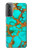 W2688 Aqua Copper Turquoise Gemstone Graphic Hard Case and Leather Flip Case For Samsung Galaxy S21 Plus 5G, Galaxy S21+ 5G