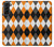 W3421 Black Orange White Argyle Plaid Hard Case and Leather Flip Case For Samsung Galaxy S21 Plus 5G, Galaxy S21+ 5G