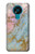 W3717 Rose Gold Blue Pastel Marble Graphic Printed Hard Case and Leather Flip Case For Nokia 3.4