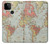 W3418 Vintage World Map Hard Case and Leather Flip Case For Google Pixel 5A 5G